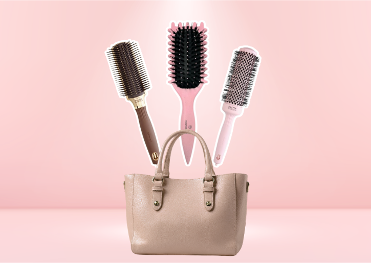 Trois brosses à cheveux différentes réunies dans une trousse pour une utilisation polyvalente Trousse contenant trois brosses à cheveux différentes pour répondre à divers besoins de soins capillaires